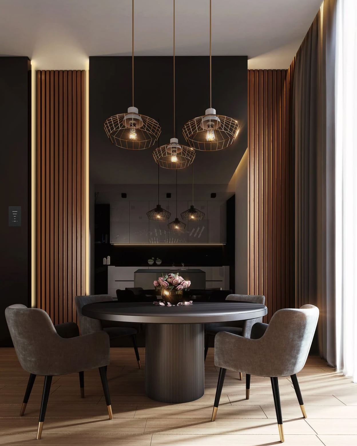 Modern boardroom with integrated Lutron lighting and shade control