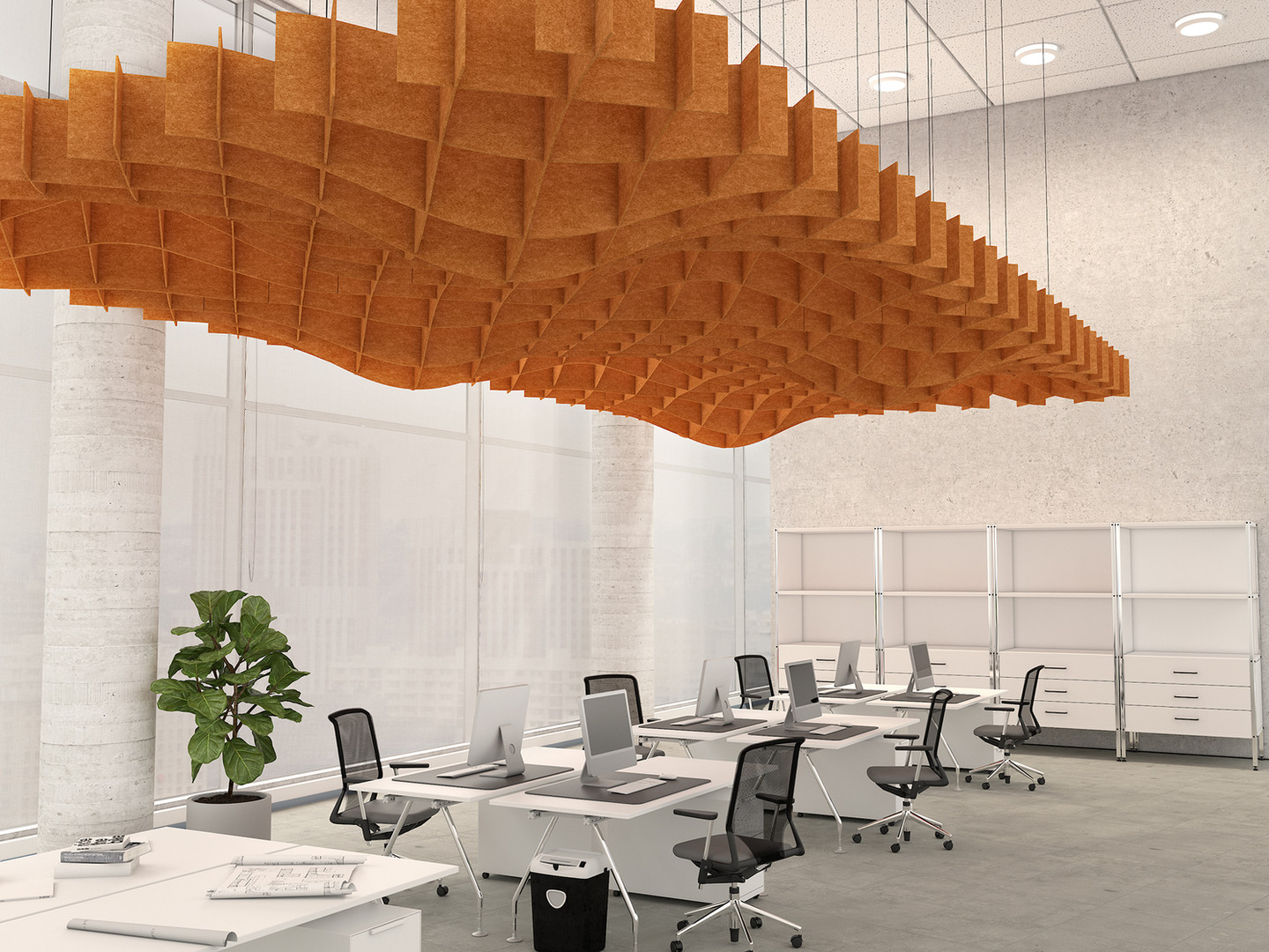 Modern office space with professional networking infrastructure